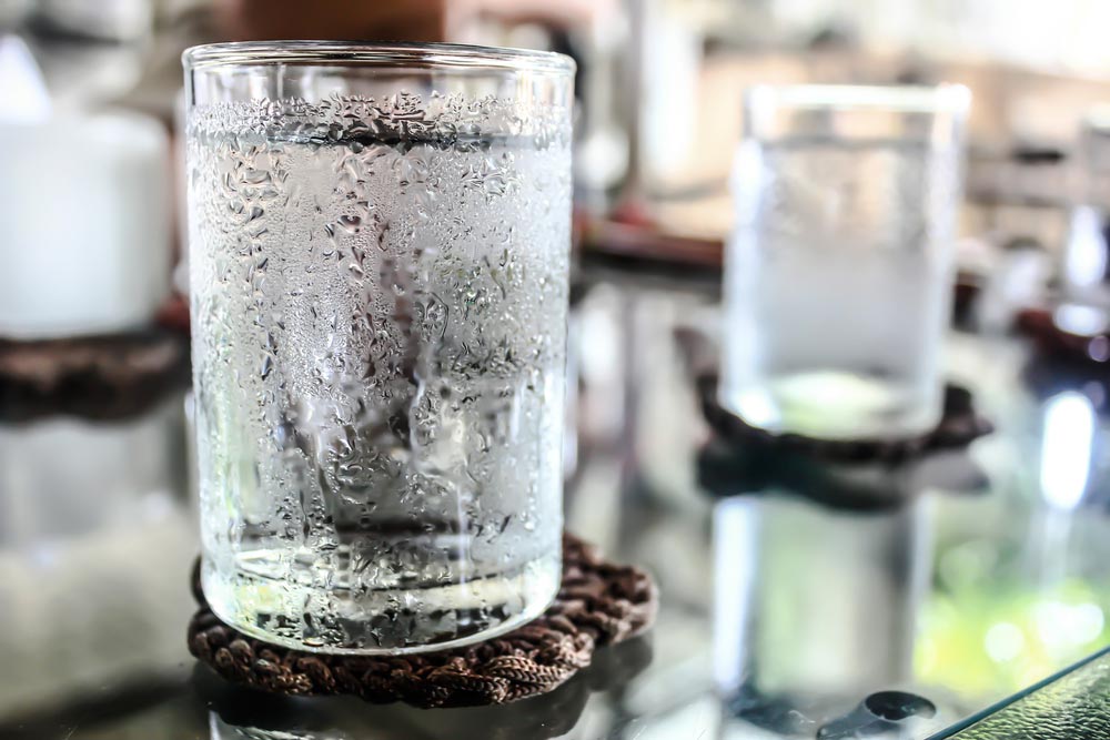 cold water in a glass