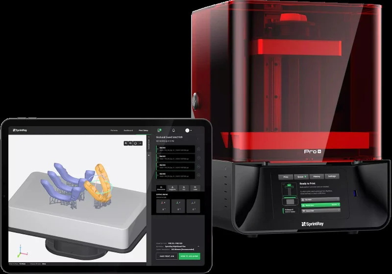 SprintRay 3D printer with cloud software on an iPad